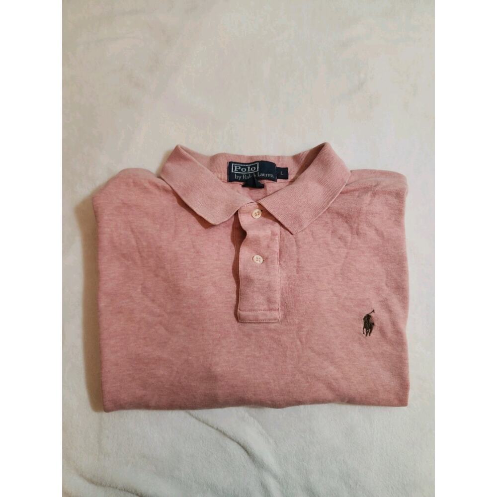 Polo Ralph Lauren 100% Cotton Shirt Large Pink Pony Short Sleeve Golf Preppy